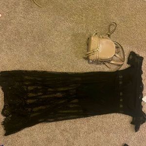 Off the shoulder black lace dress